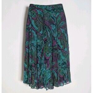 Coldwater Creek Midi Skirt Plus Sz 18 PXL Paisley Flowy Boho Fairy Elastic Waist